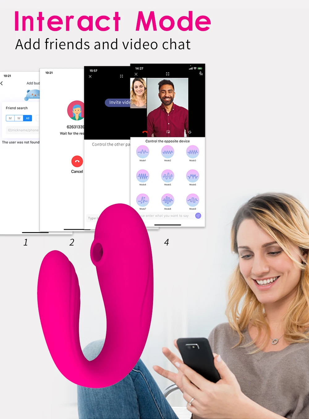 Vibromasseur à succion à distance avec application pour clitoris