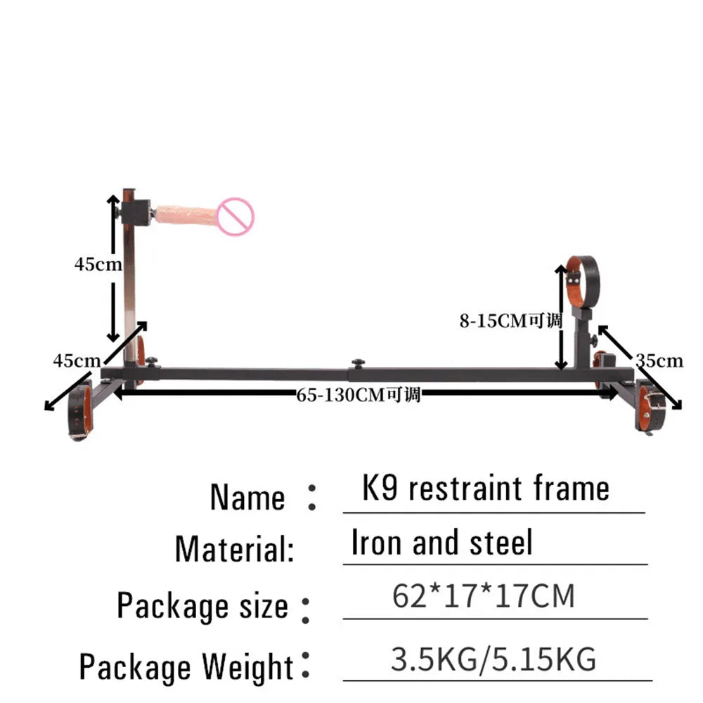 Cadre en métal K9 à genoux, appareil de bondage BDSM