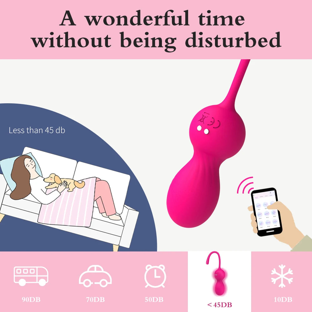 Oeuf vibrant à contrôle par application, boule vaginale