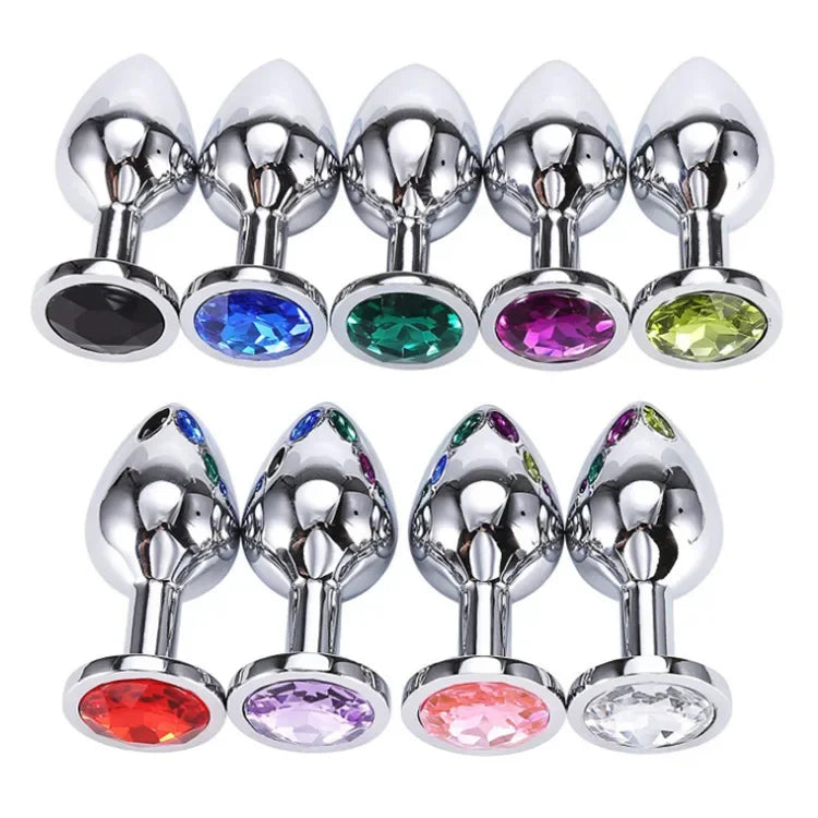 3 tailles différentes S/M/L Plug anal en métal avec bijoux en cristal