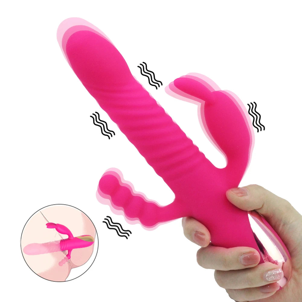 Vibromasseur lapin godes télescopiques stimulateur de clitoris point G