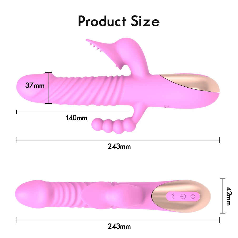 Vibromasseur lapin 3 en 1 étanche et magnétique rechargeable par USB,