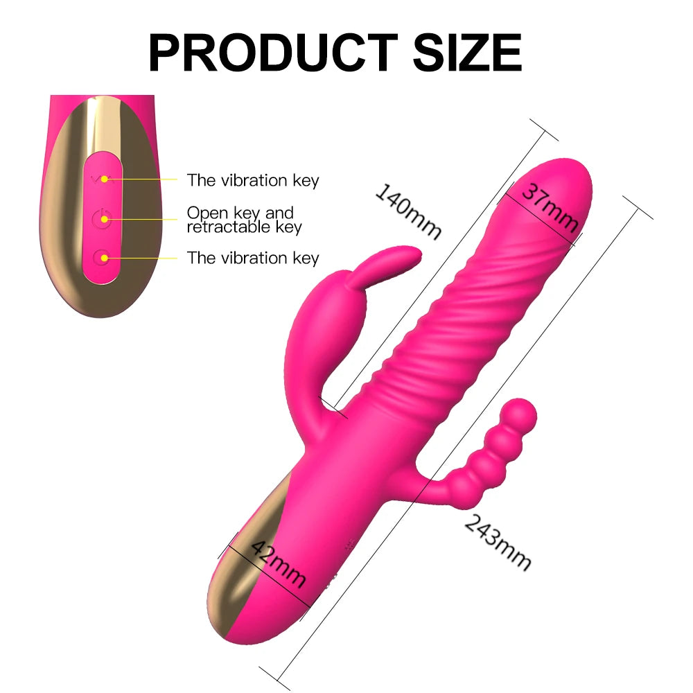 Vibromasseur lapin godes télescopiques stimulateur de clitoris point G