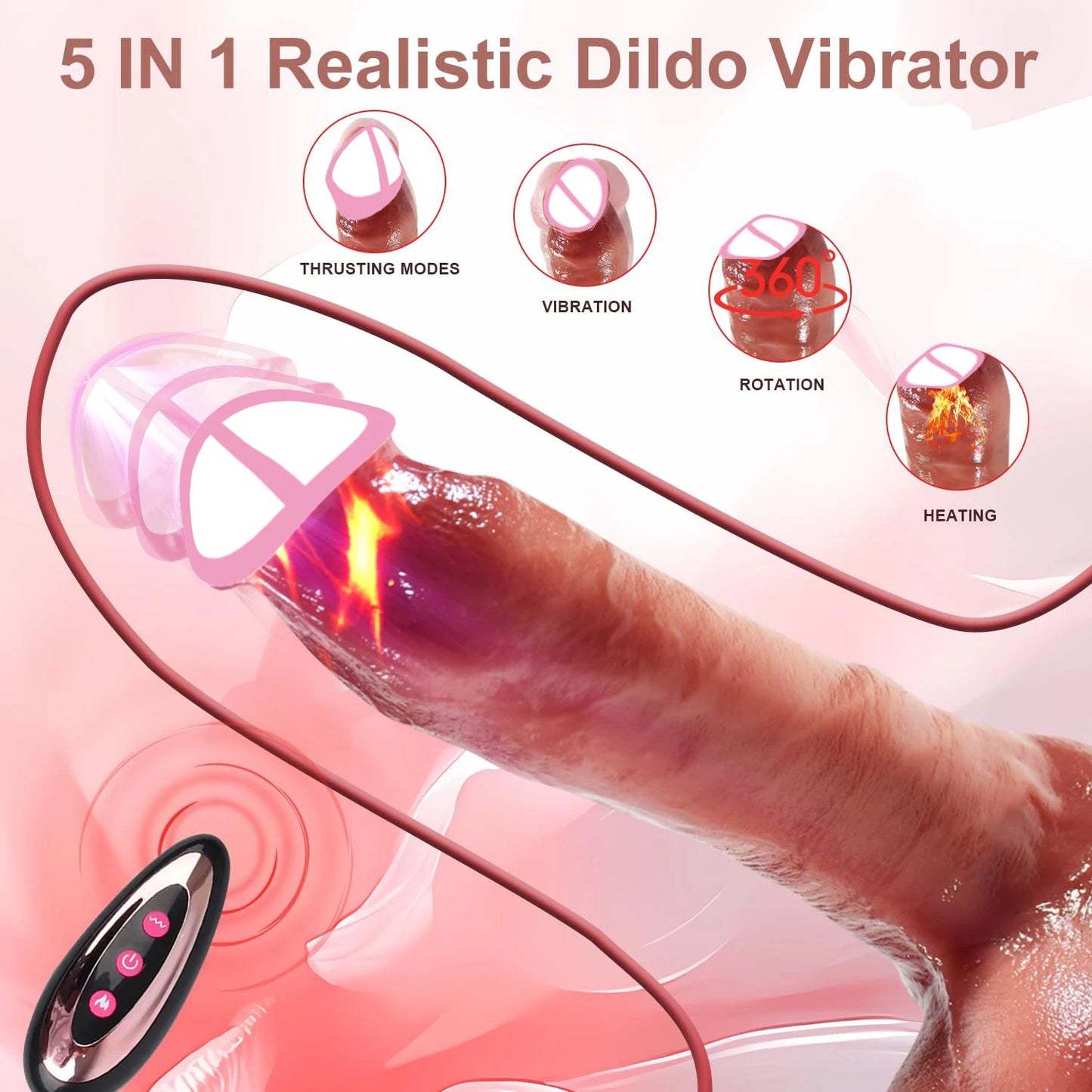 Vibromasseur Gode Grand Pénis Réaliste pour Femme, Télécommande, Rotation Télescopique, Vagin Féminin