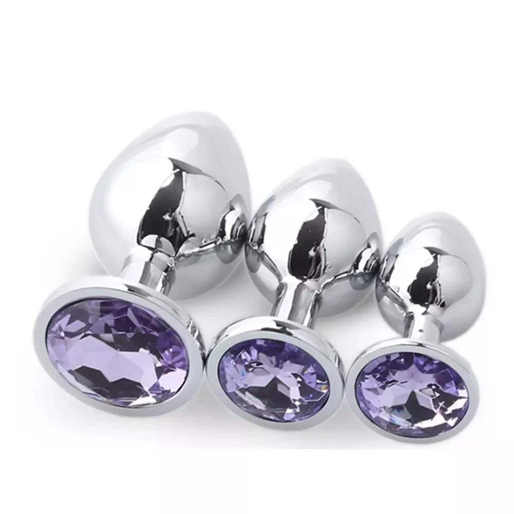 3 tailles différentes S/M/L Plug anal en métal avec bijoux en cristal