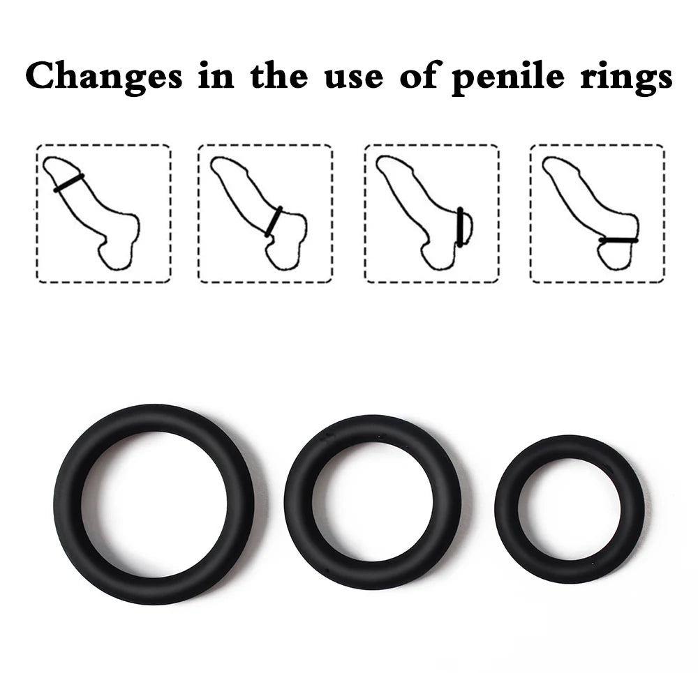 Lot de 4 anneaux péniens en silicone pour homme