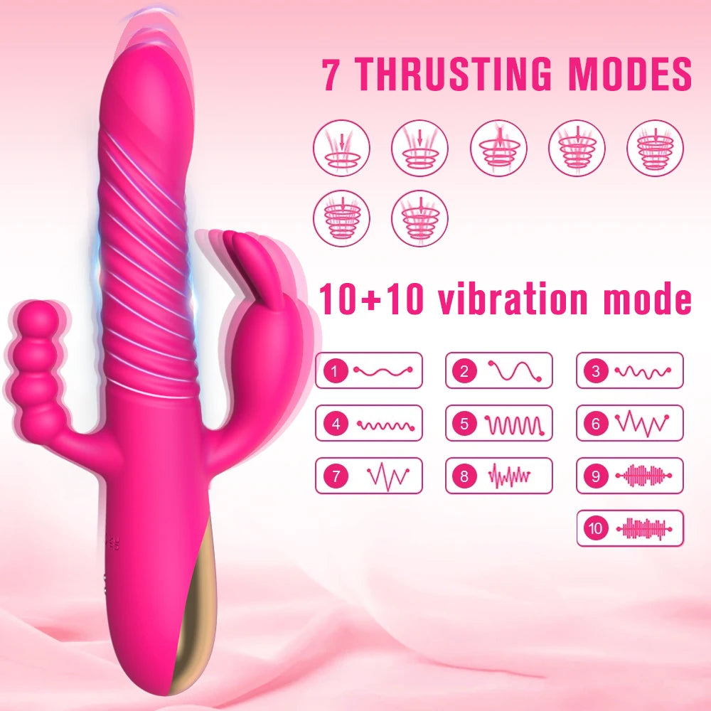 Vibromasseur lapin godes télescopiques stimulateur de clitoris point G