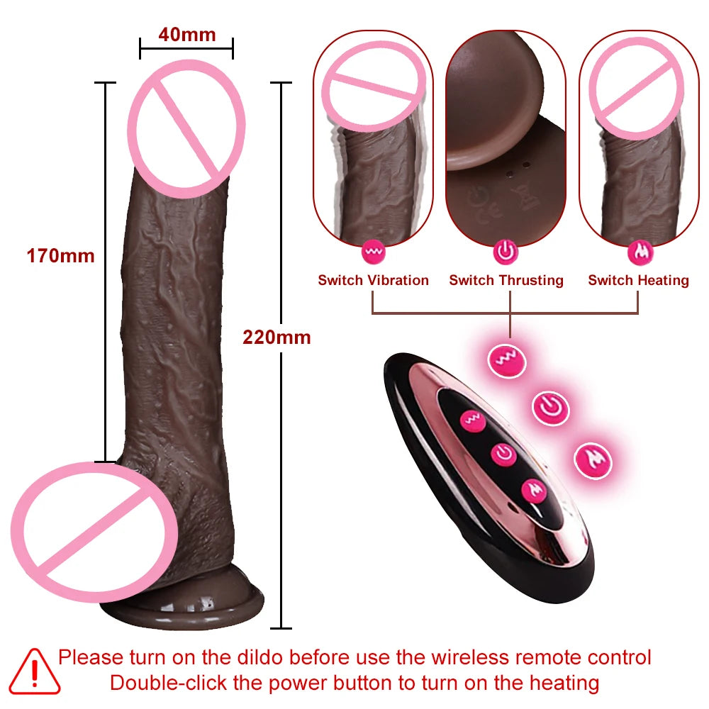 Vibromasseur gode sans fil avec télécommande pour masturbation féminine, stimulateur vaginal et anal télescopique,