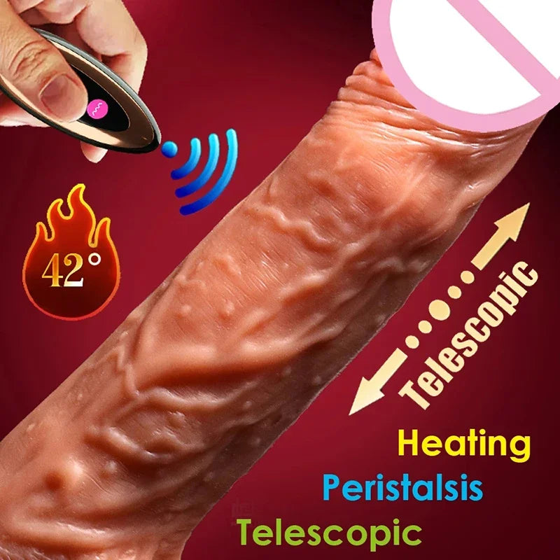 Gode vibrateur réaliste à poussée, plug anal avec vibration