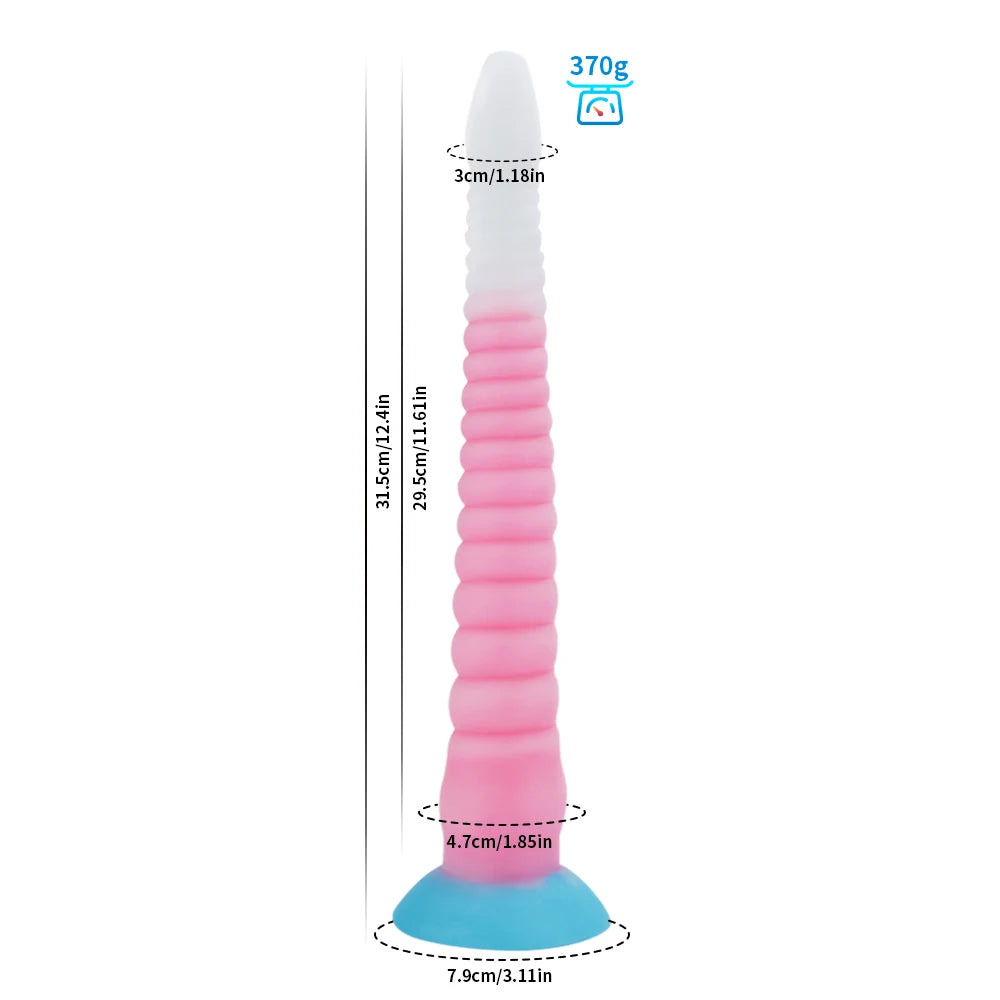 Gode anal super long et lumineux en forme de dragon coloré pour femme