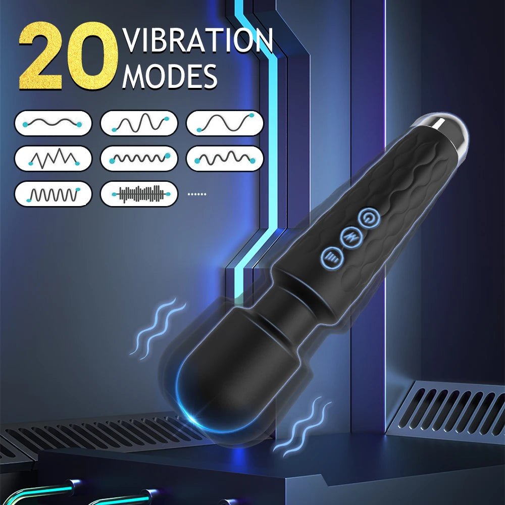 Mini vibromasseur puissant 20 modes Magic Stick USB