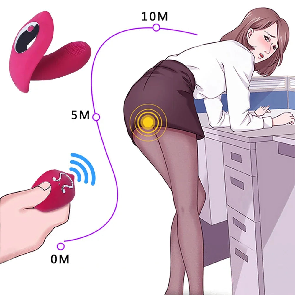 Vibromasseur portable à télécommande pour femme, gode, point G, clitoris, culotte papillon invisible