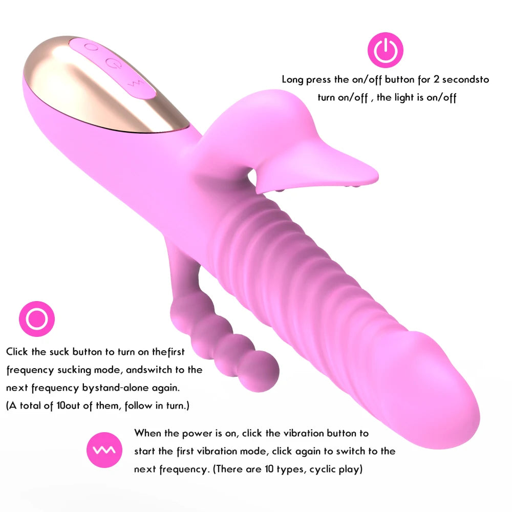 Vibromasseur lapin 3 en 1 étanche et magnétique rechargeable par USB,