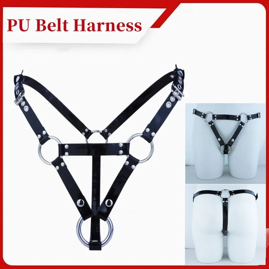 Accessoires de chasteté Ceinture en PU Harnais Sling Pantalon en cuir