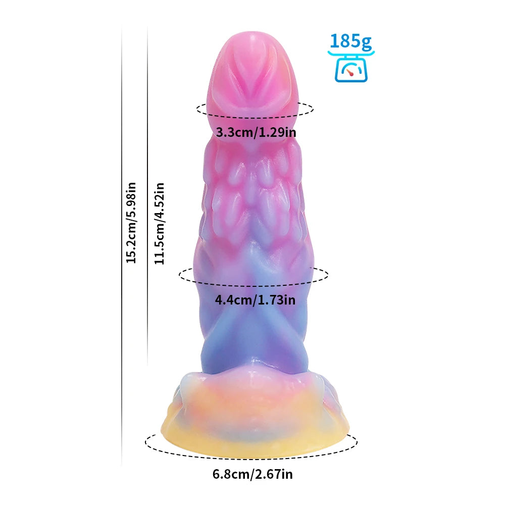 Godemichet lumineux en silicone pour femme, énorme godemichet dragon