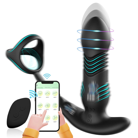 Vibromasseurs anaux à poussée masculine APP Bluetooth sans fil à distance