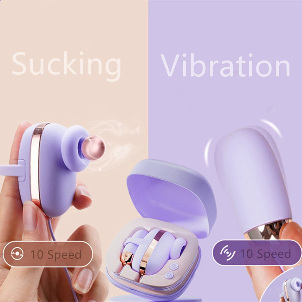 Vibromasseur à double tête pour succion de clitoris, mini vibromasseur puissant pour tétons, clitoris, point G