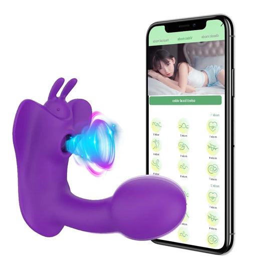 Vibromasseur pour femme APP sans fil portable papillon télécommande