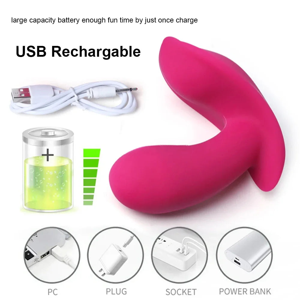 Vibromasseur portable à télécommande pour femme, gode, point G, clitoris, culotte papillon invisible